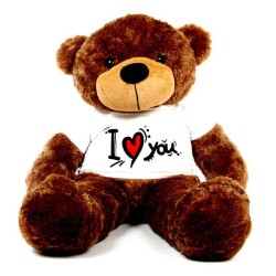 Brown 5 feet Big Teddy Bear wearing a I Love You T-shirt